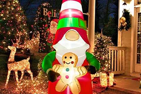 HOOJO 8 FT Christmas Inflatable Gnome, Outdoor Christmas Inflatables Decorations, Christmas Blow Up ..