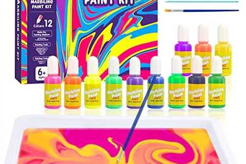 Hiwawind Water Marbling Paint Art Supplies 12 Colors – Girls Toys Age 6-8 8-10 Years Old, Arts and..