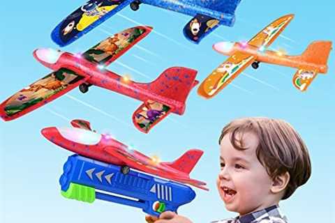 3 Pack Airplane Launcher Toys, 2022 Upgraded LED Foam Glider Catapult Plane Toys with 2 Flight..