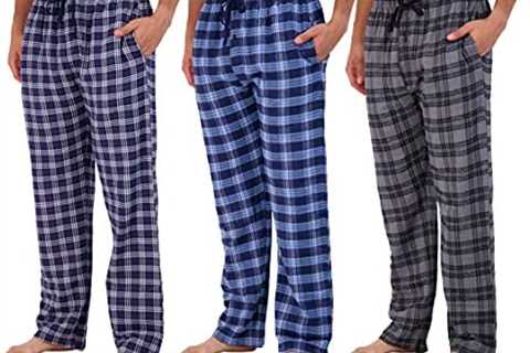 3 Pack: Men’s Pajama Pants – Knit Cotton Flannel Plaid Lounge Bottoms With Button Fly (Available In ..