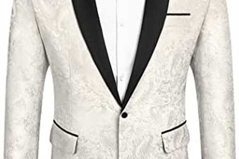 COOFANDY Men’s Floral Tuxedo Jacket Paisley Shawl Lapel One Button Suit Blazer Jacket for Dinner..