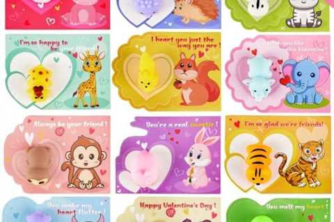 Valentines Cards for Kids Classroom Gifts – 36 Squishy Animals + 36 Valentines Day Cards for Kids + ..