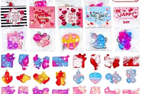 90PCS Prefilled Valentines Cards with Pop Fidget Toys Bulk-Valentines Day Gifts for Kids,Valentine..