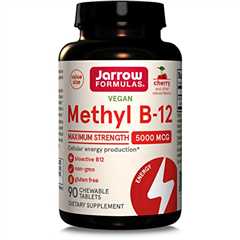 Jarrow Formulas Maximum Strength Methyl B-12 5000 mcg - Dietary Supplement - 90 Cherry Flavored..