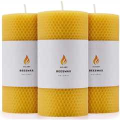 3PCS Handmade Beeswax Pillar Candles | Dripless, Smokeless & Unscented 3