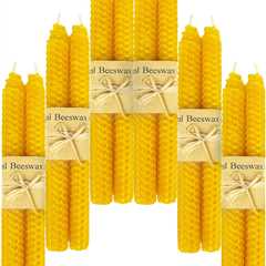 Lacaser Beeswax Taper Candles Yellow - 6 Pairs | Dripless & Smokeless