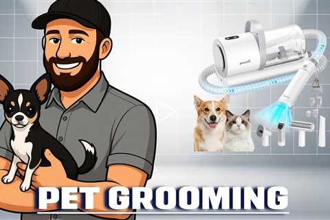 Pecute Dog Grooming Vacuum 4-in-1 Pet Grooming Kit with Clipper, Brush, 12,000Pa Suction