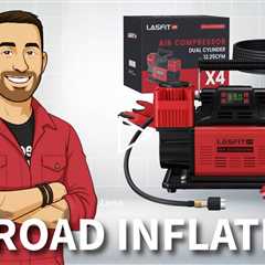 LASFIT X4 Dual Cylinder Off Road Air Compressor - 2025 Upgraded, Auto Stop, Digital Pressure Gauge